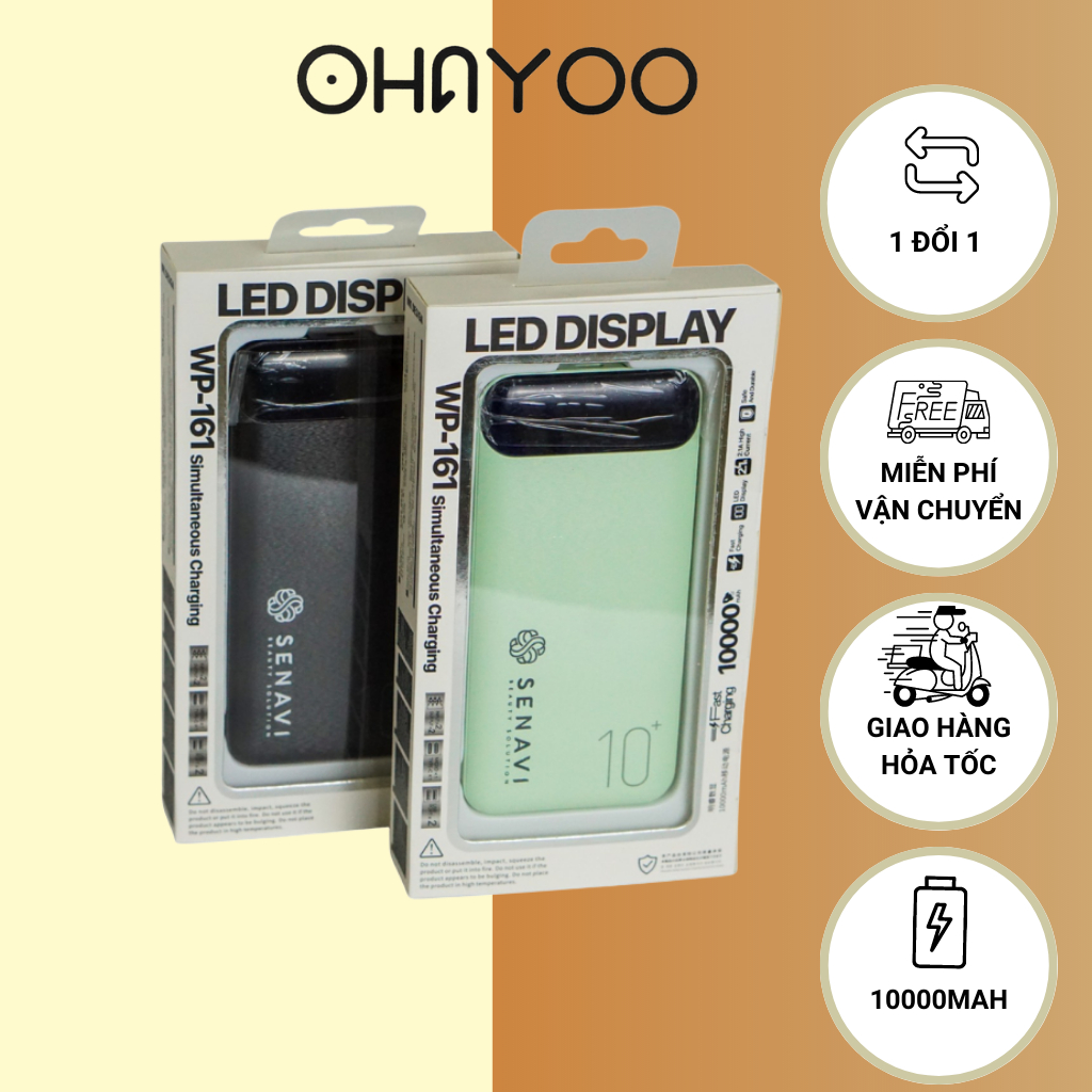 Sạc dự phòng dung lượng cao 10000MAH tích hợp đèn Led 2 cổng sạc REMAX WK-16