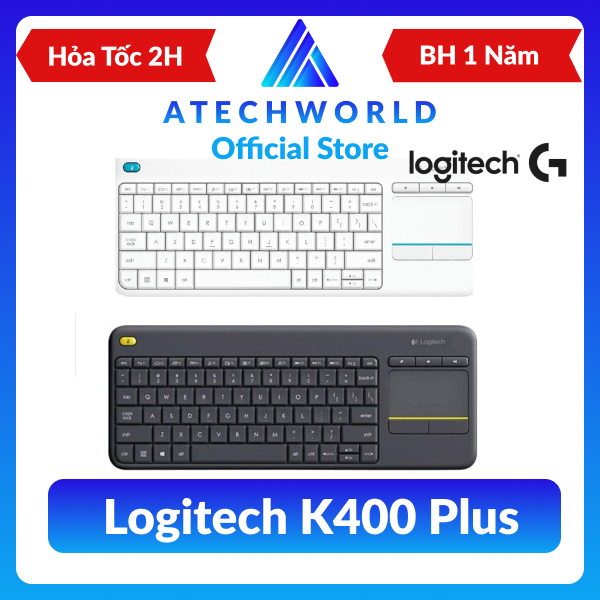 Bàn phím Không Dây Logitech K400 Plus Tích Hợp Bàn Di Chuột Cho HĐH Android - Hàng Chính Hãng - BH 1 Năm - Có Xuất VAT