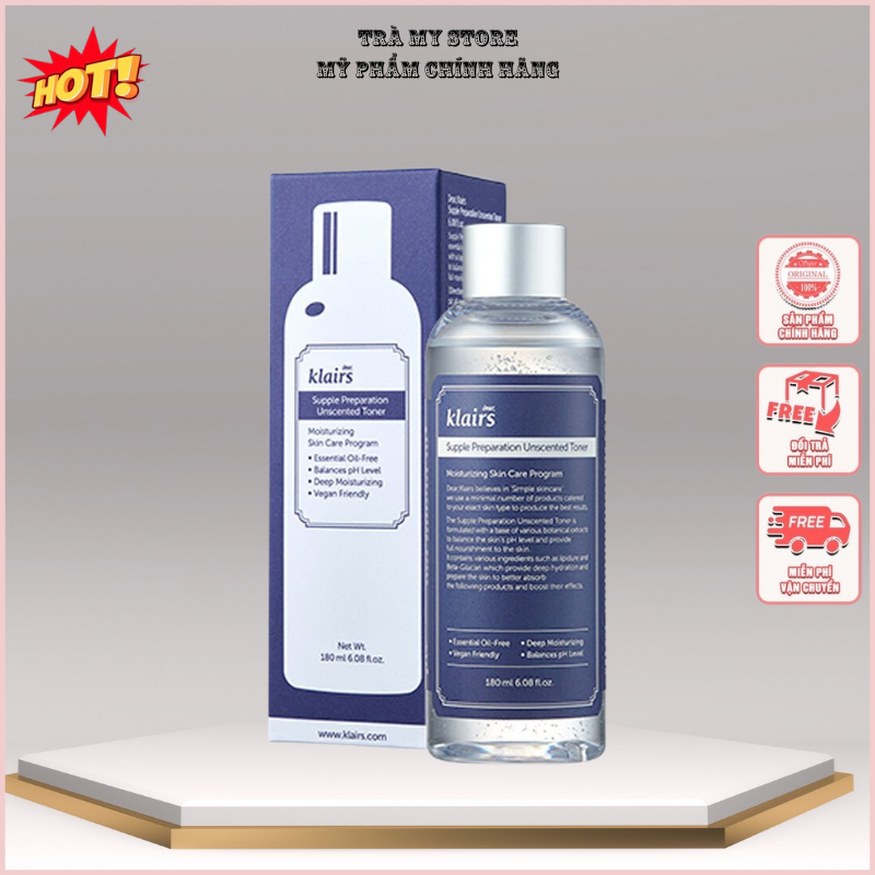 Nước Hoa Hồng Klairs Supple Preparation Unscented Toner Không Mùi