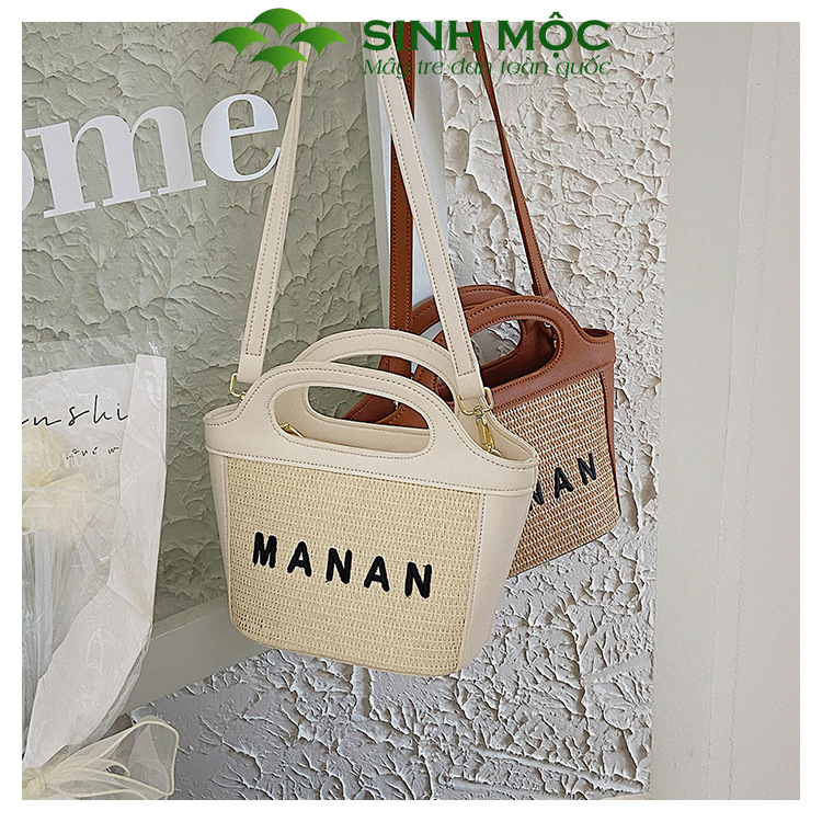 Túi cói đeo chéo, túi xách giả cói MANAN, túi cói Sinh Mộc - M3030