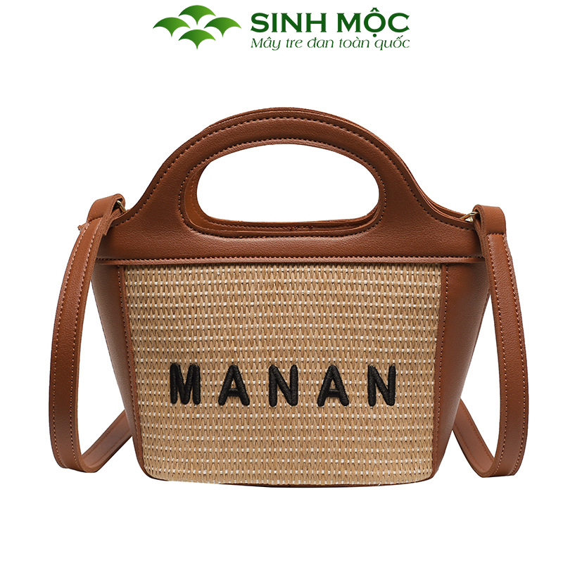Túi cói đeo chéo, túi xách giả cói MANAN, túi cói Sinh Mộc - M3030