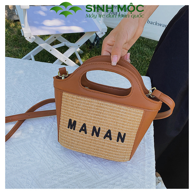 Túi cói đeo chéo, túi xách giả cói MANAN, túi cói Sinh Mộc - M3030