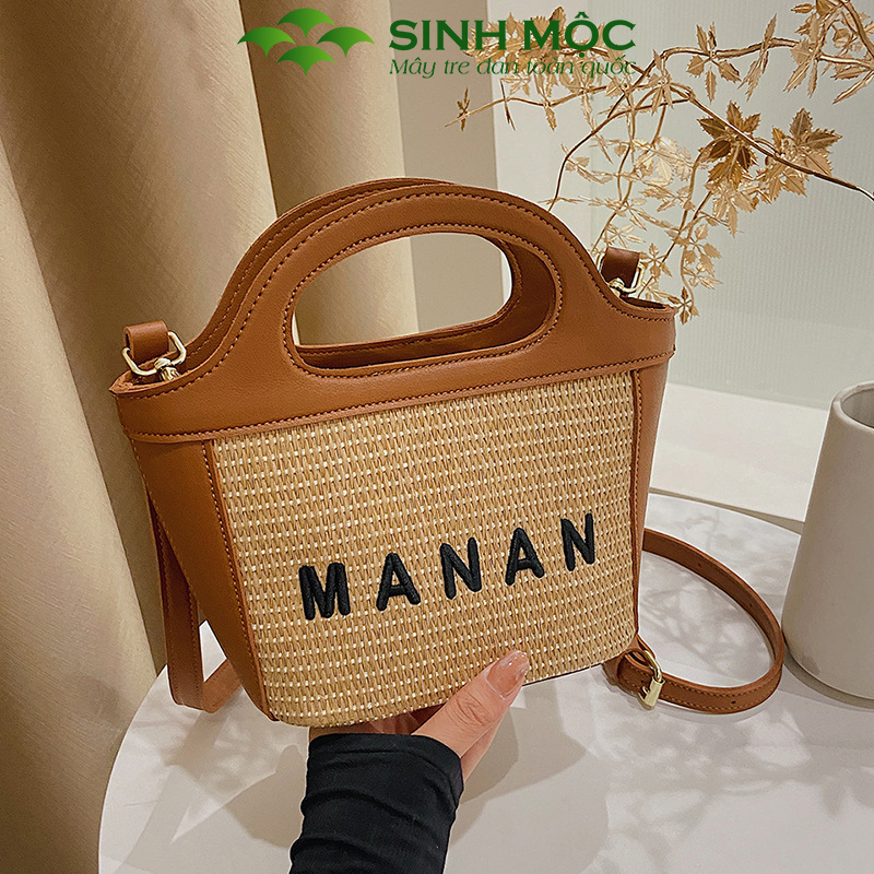 Túi cói đeo chéo, túi xách giả cói MANAN, túi cói Sinh Mộc - M3030