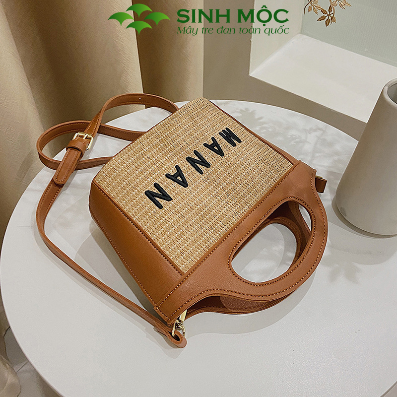 Túi cói đeo chéo, túi xách giả cói MANAN, túi cói Sinh Mộc - M3030