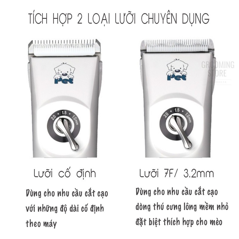 Tông đơ cắt tỉa lông chó mèo - Tông đơ cắt tỉa thú cưng chuyên nghiệp - HÀNG CHÍNH HÃNG