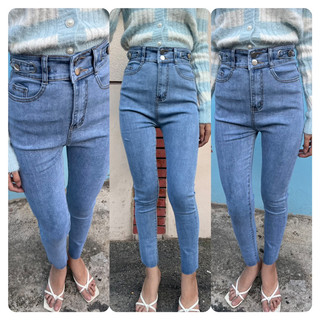 Quần jeans ôm lưng cao 2 nút dáng dài- hình thật chính chủ