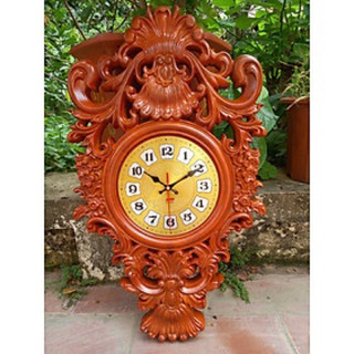 Đồng hồ hoa lan tây tân cổ điển gỗ nguyên khối kt 65cmx35cm