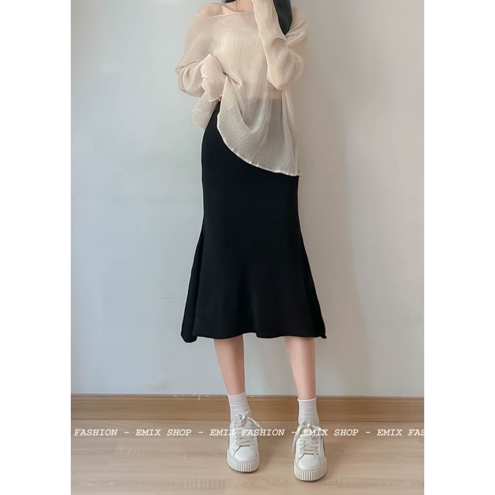 Chân váy công sở đuôi cá EMIX dáng dài 62cm, cạp cao, có khóa, mềm mại, dày dặn, không lộ CVduoica/ P0K17