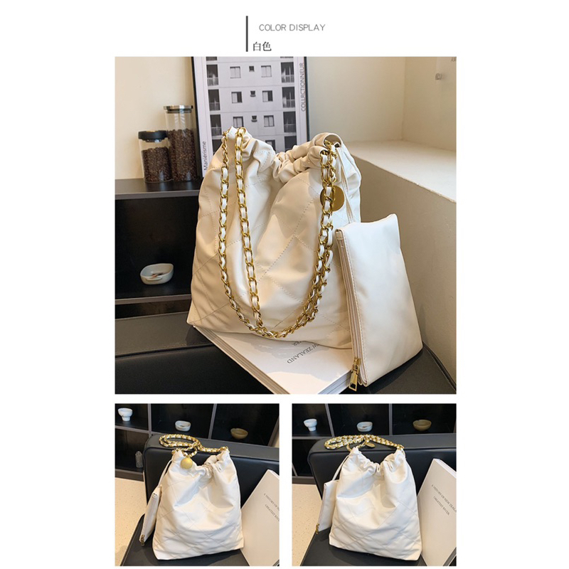 Túi da 2 in 1 dây xích đeo vai kèm túi cầm tay size vừa