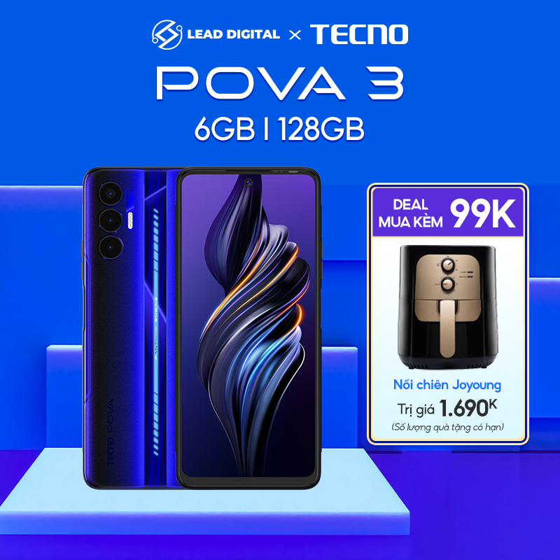 Điện thoại Gaming Tecno POVA 3 (6+5GB)/128GB-Helio G88|7000 mAh|Sạc nhanh 33W-Chính hãng | BigBuy360 - bigbuy360.vn
