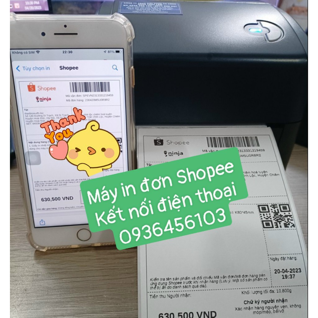 Máy in đơn hàng kết nối điện thoại app Viettel Post, GHTK máy Xprinter XP 420B cổng Lan