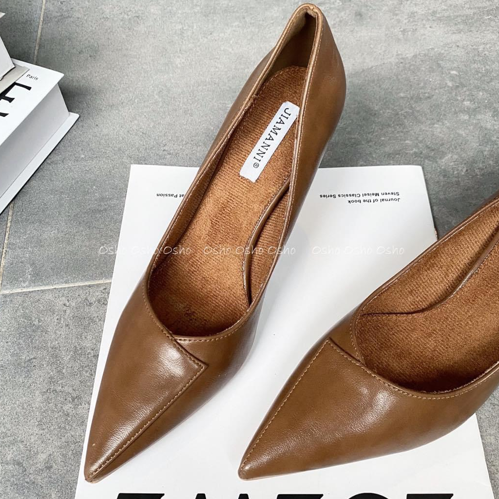 Giày Cao Gót Nữ Phong Cách OSHO Thiết Kế Cách Điệu Mũi Giày, Gót Nhọn, Chất Da PU Mềm Mại 995-2