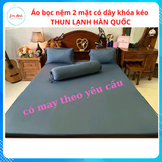 Áo bọc nệm 2 mặt thun lạnh hàn quốc -CAO CẤP có dây khóa kéo