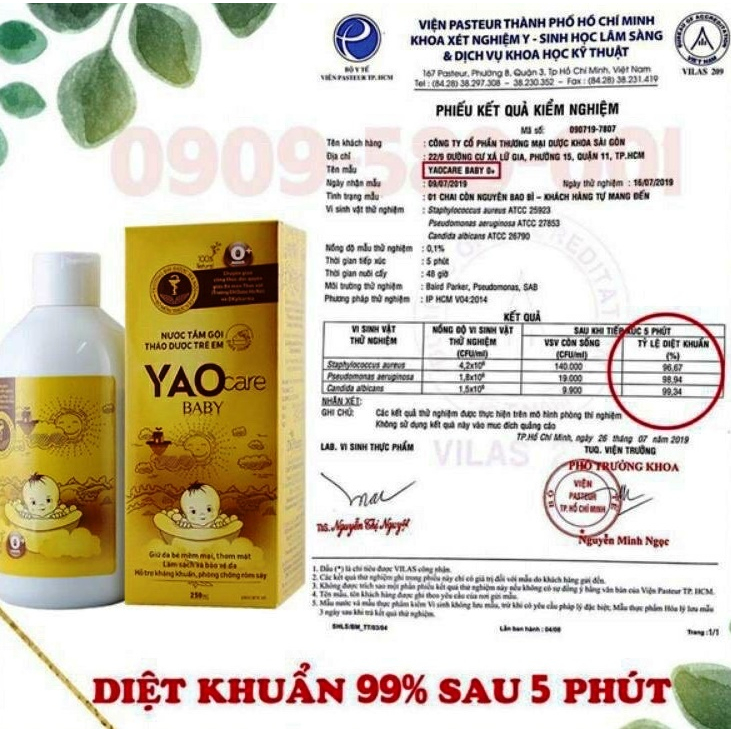 Nước tắm gội thảo dược YAOCARE Baby cho Bé - Chai 250ml - Yaocare DKX