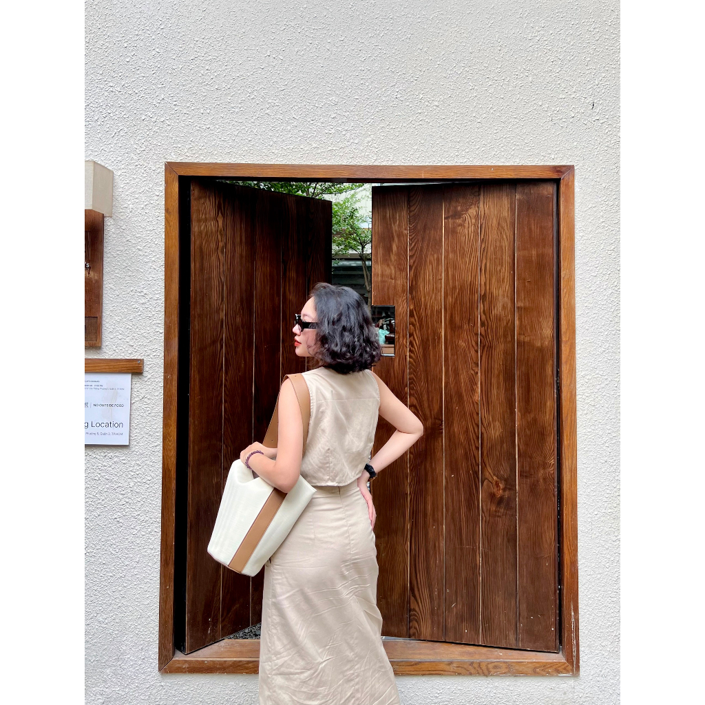 𝗠𝗔𝗬 𝗟𝗜𝗡𝗘𝗡 - Chân váy MIDI bút chì lai bầu