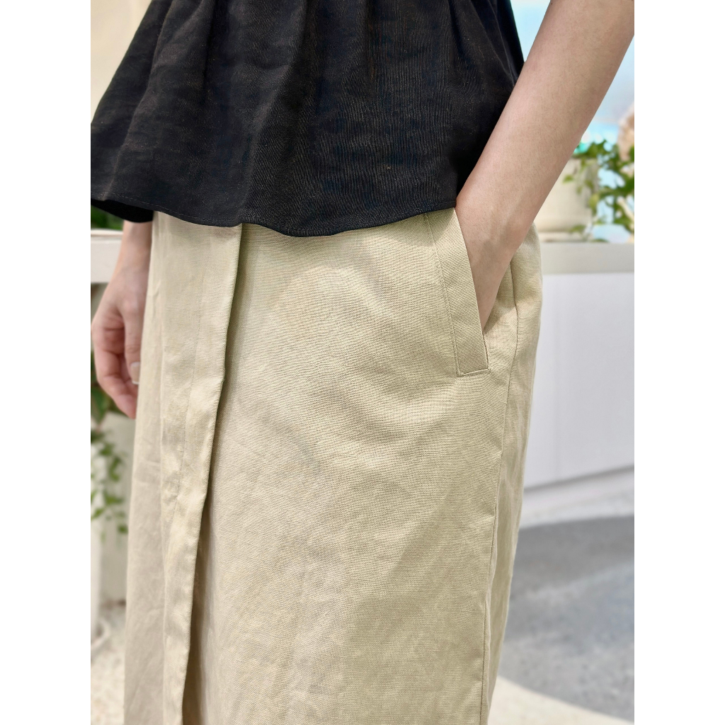 𝗠𝗔𝗬 𝗟𝗜𝗡𝗘𝗡 - Chân váy MIDI bút chì lai bầu