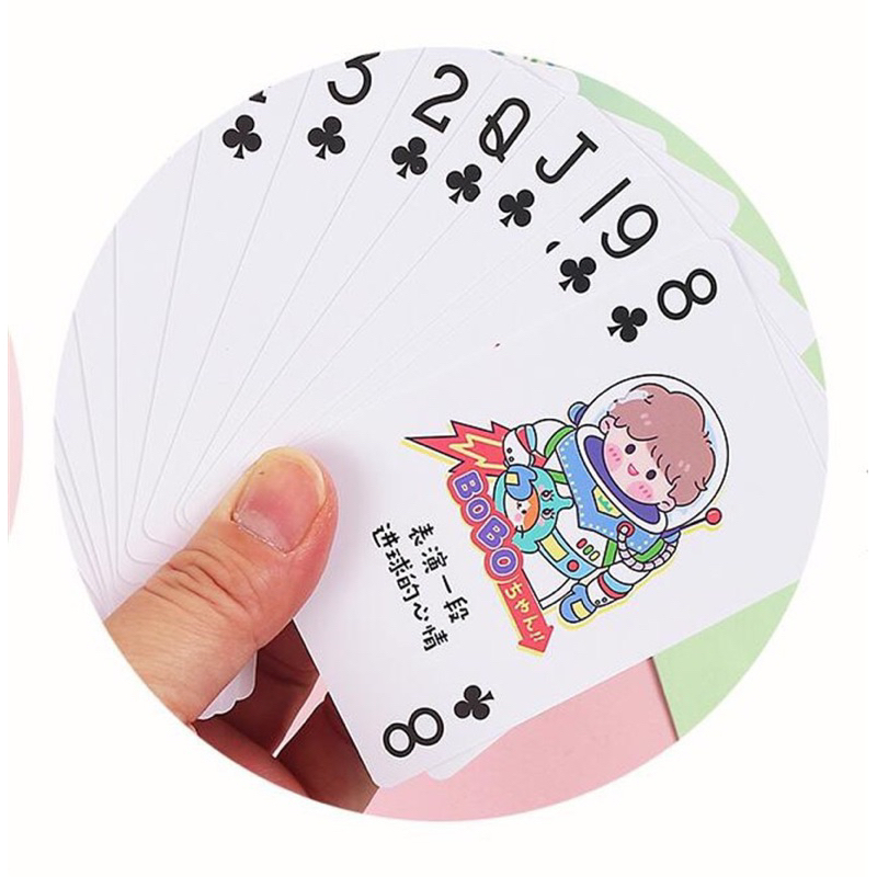 Bộ Bài Tây Hoạt Hình Dễ Thương Poker 52 Lá chất liệu giấy dày.
