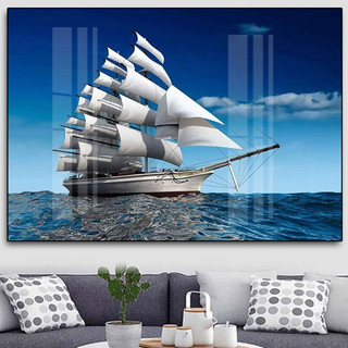 Tranh Thuận Buồm Xuôi Gió Tráng Gương Cao Cấp, Tranh Treo Tường, Decor Trang Trí Phòng Khách Việt Nhật
