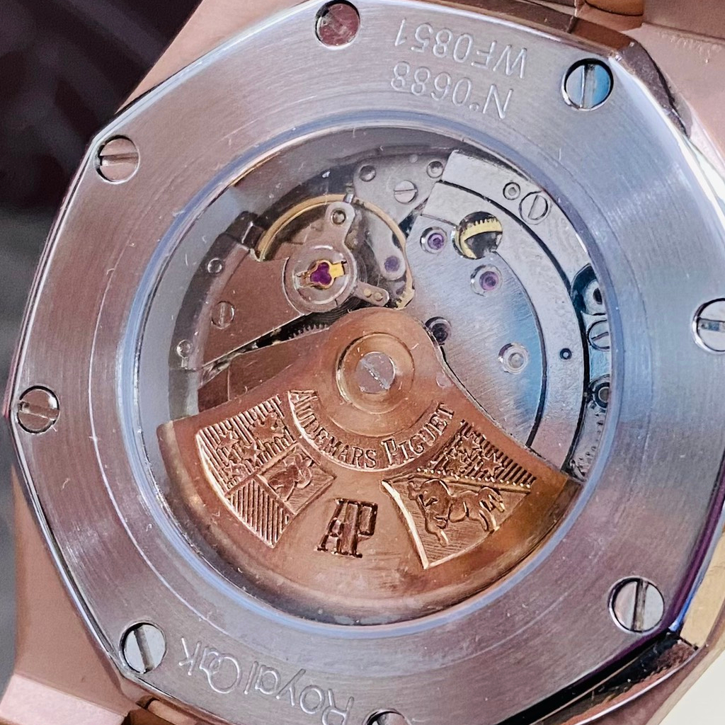 Đồng hồ Nam Audermars Piguet cơ automic máy nhật japan  size 42mm dây kim loại màu trắng pha vàng hồng, dây vàng