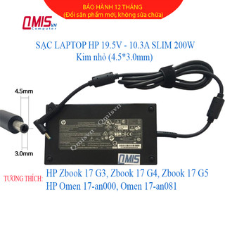 Sạc laptop HP 19.5V-10.3A  200W Slim (Kim nhỏ) – HP Zbook 17 G3 Zbook 17 G4 Zbook 17 G5 Omen 17-an000 Omen 17-an081