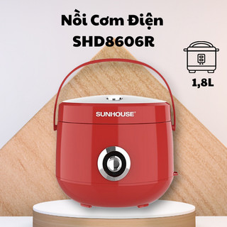 Nồi cơm điêṇ 1.8l sunhouse shd8606r màu đỏ- hàng chính hãng