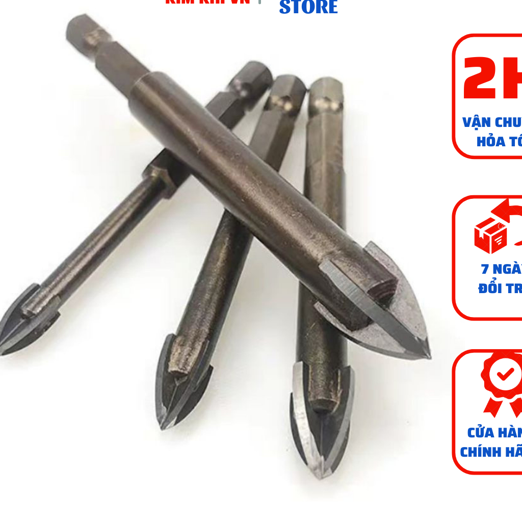 Mũi Khoan Đa Năng 4 Cạnh Chân Lục Giác. Khoan Gạch, Đá, Bê Tông 6/8/10/12mm