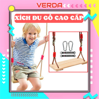 Xích đu cho bé gỗ cao cấp sân vườn VERDA ghế treo dây thừng trong nhà đồ chơi vận động trẻ em phụ kiện điều chỉnh