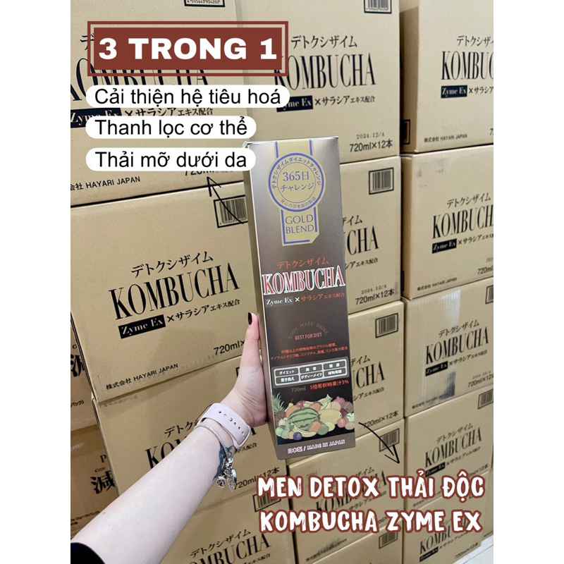 Detox Kombucha Zyme EX Hayari Hỗ Trợ Giảm Cân Đẹp Da