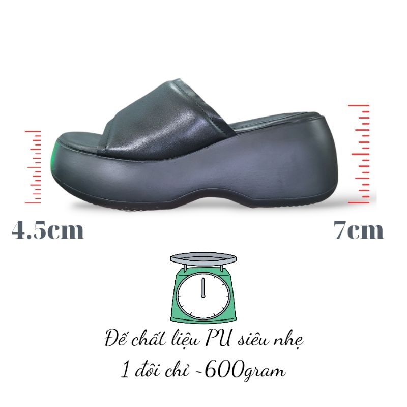 Dép Bánh Mì Nữ Đế Cao 7cm, Dép Bánh Mì Quai Ngang Ｍàu Trắng Đen Kem, Đế Xuồng Nữ Tính HOT Nhất Hiện Nay