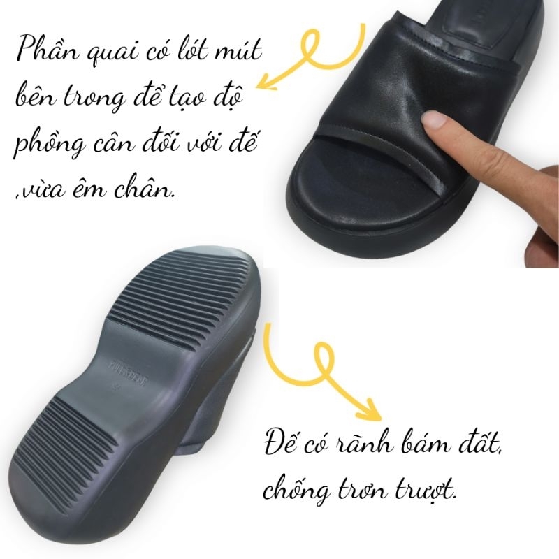 Dép Bánh Mì Nữ Đế Cao 7cm, Dép Bánh Mì Quai Ngang Ｍàu Trắng Đen Kem, Đế Xuồng Nữ Tính HOT Nhất Hiện Nay