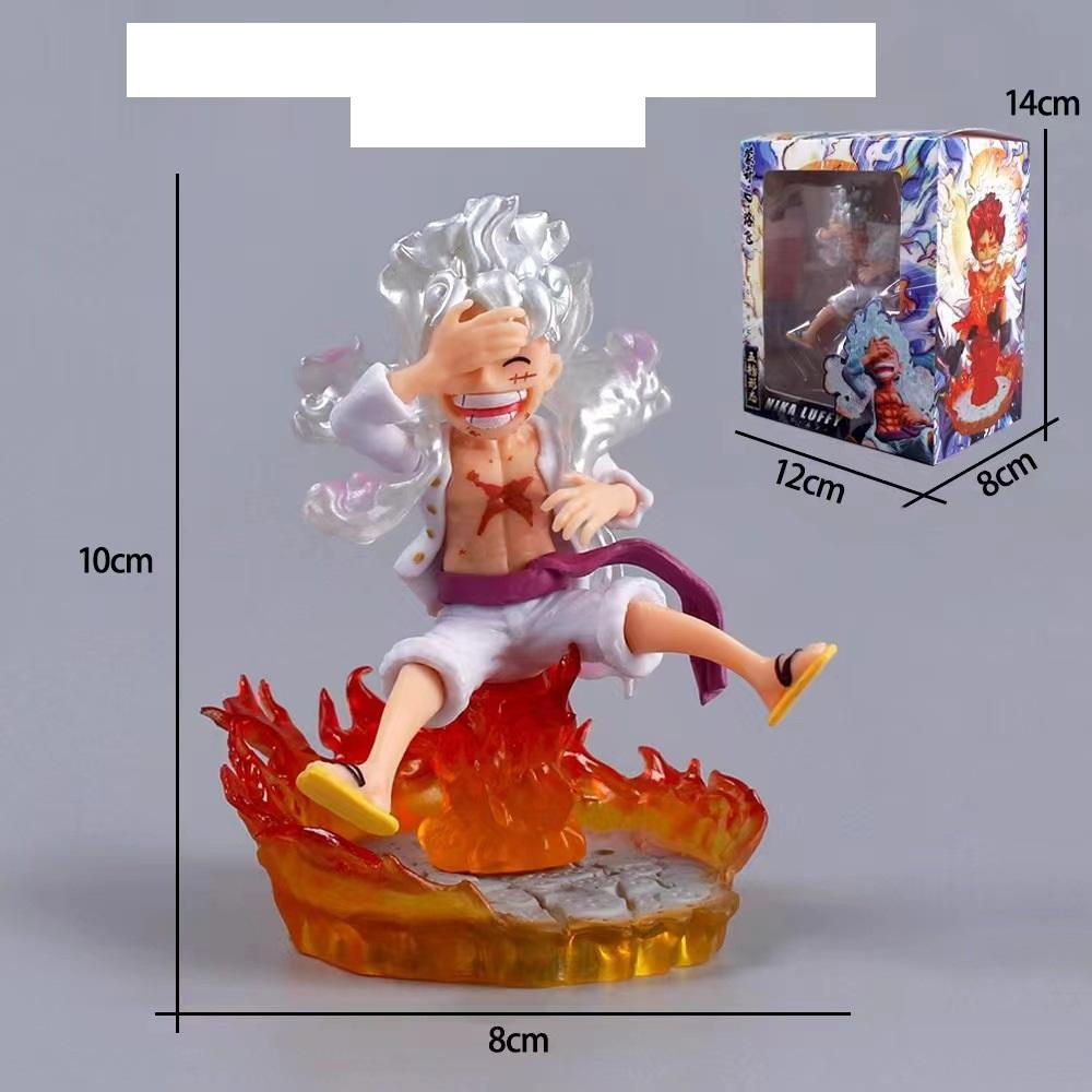 Mô hình Luffy Gear 5 ngồi cười Có bản LED, có hộp màu, cao 10cm