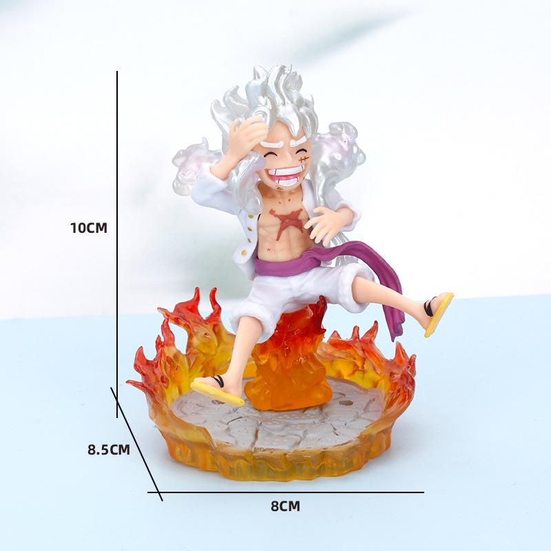 Mô hình Luffy Gear 5 ngồi cười Có bản LED, có hộp màu, cao 10cm