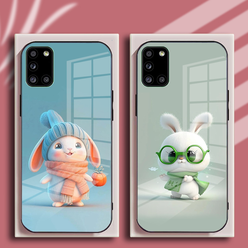 Ốp Lưng SAMSUNG M51, A31, A51, A71 Mặt Kính Hình Thỏ CuTe Ngộ Nghĩnh, Phiên Bản Mới
