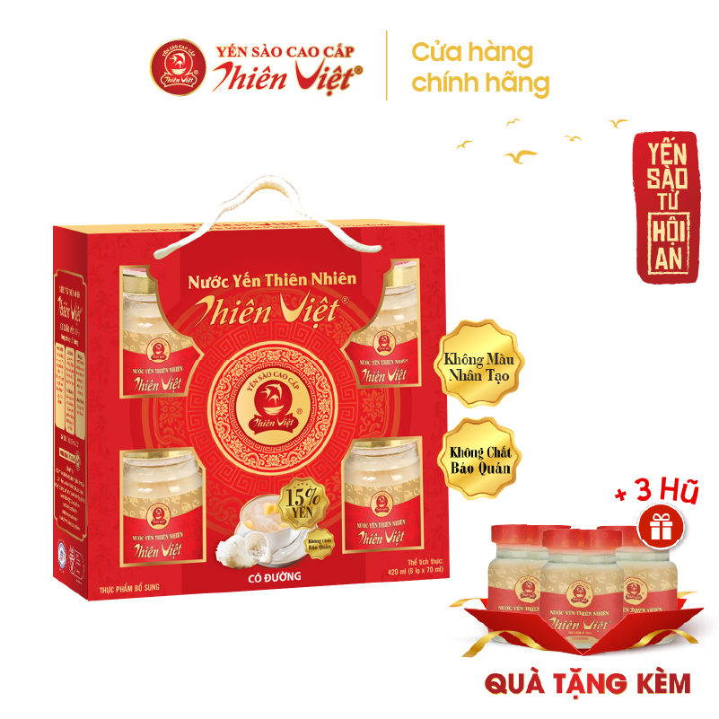Nước Yến Sào Thiên Việt cao cấp 15% yến tổ (Lốc 6 hũ x 70ml)