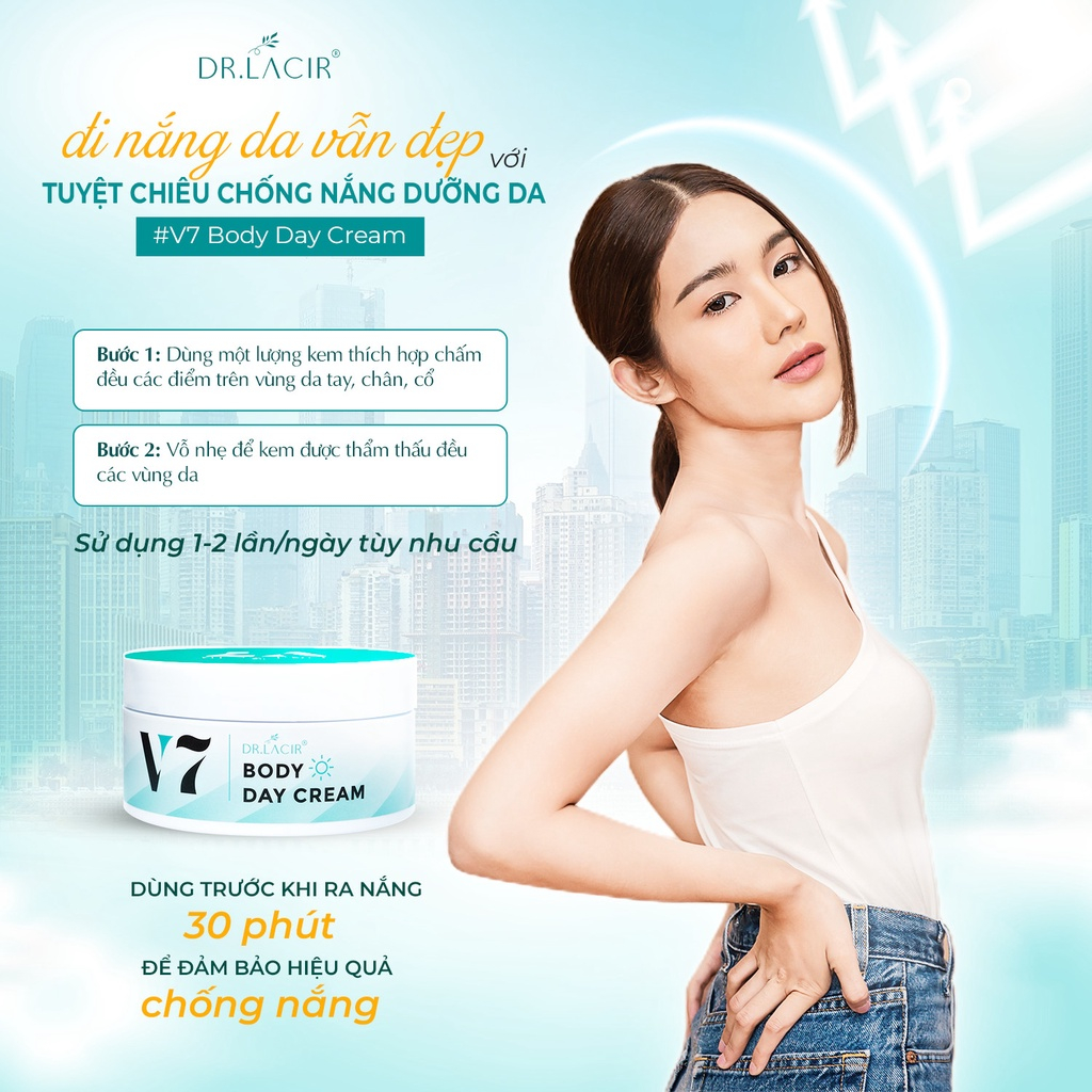 Kem Dưỡng Da Body Day Ban Ngày V7 DrLacir,V 7 DR LACIR SIÊU VI CHẤT,Cấp ẩm chăm sóc dưỡng trắng da,giúp da mềm mịn
