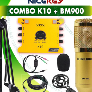Bộ combo Sound Card K10 , Micro Thu Âm Livestream BM 900, Thu Âm Điện Thoại Máy Tính ⚡BH 1 NĂM⚡
