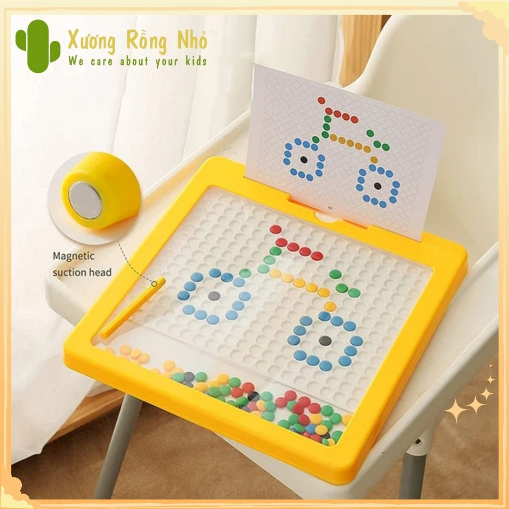 Bảng vẽ nam châm từ tính kèm bút - đồ chơi hạt đậu mê cung giáo dục cho bé (31cm x 31cm) Xương rồng nhỏ