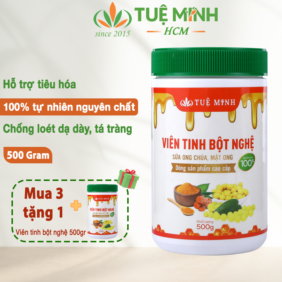 Viên tinh bột nghệ mật ong Tuệ Minh nguyên chất chống lão hóa, sáng da mờ thâm 500g