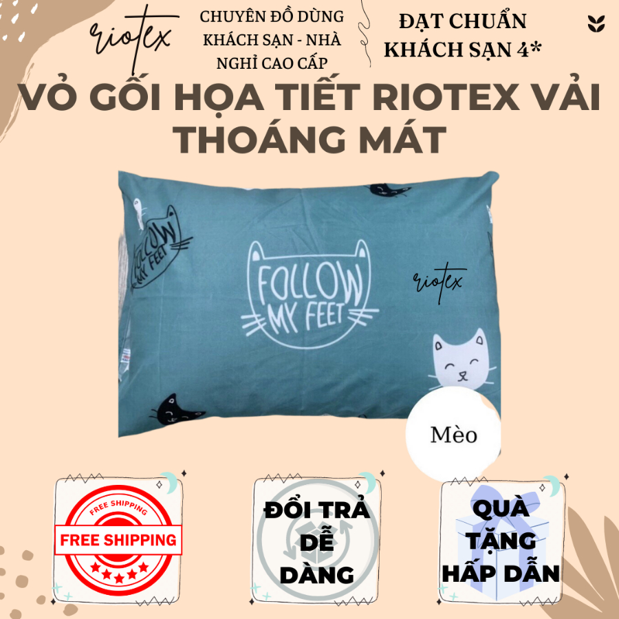 Vỏ gối nằm Riotex mềm mịn mát, không xù lông - KT: 40x60cm/50x70cm/35x100cm