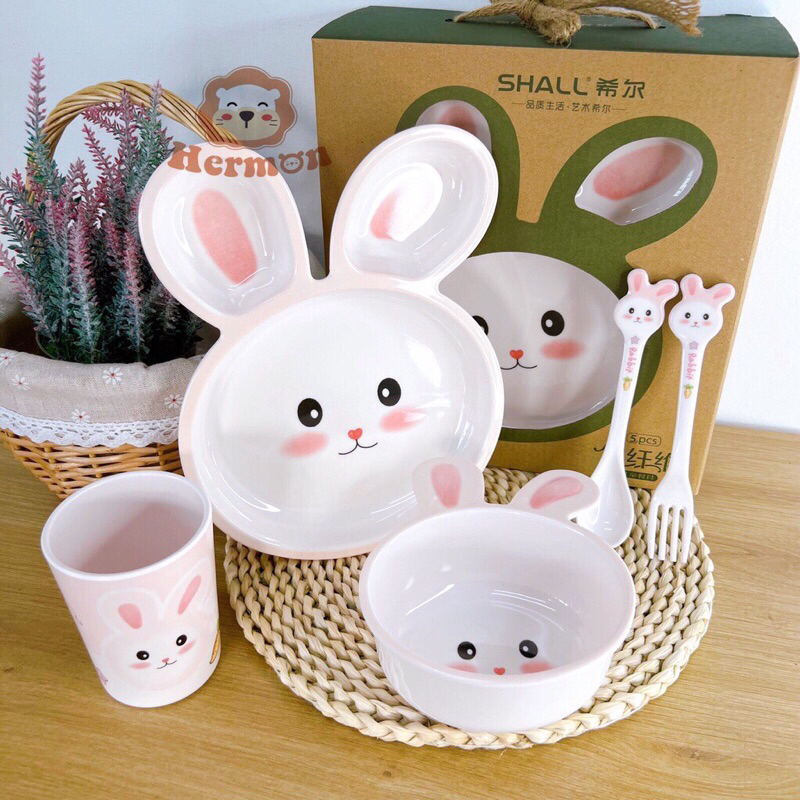 Set ăn dặm 5 chi tiết Hermon hình thú siêu đáng yêu cho bé ăn dặm