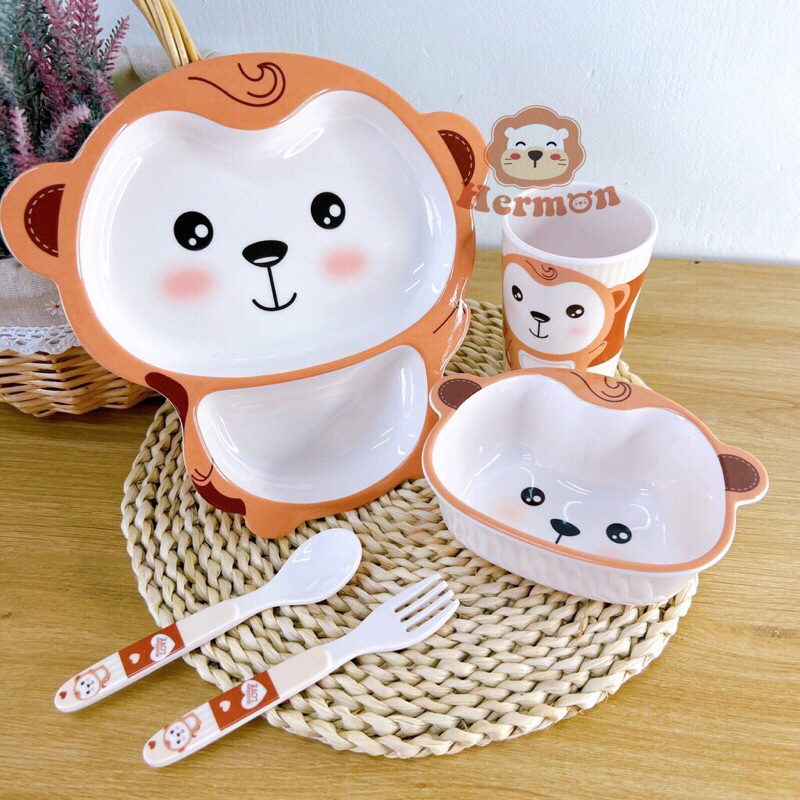 Set ăn dặm 5 chi tiết Hermon hình thú siêu đáng yêu cho bé ăn dặm
