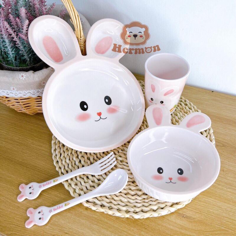 Set ăn dặm 5 chi tiết Hermon hình thú siêu đáng yêu cho bé ăn dặm