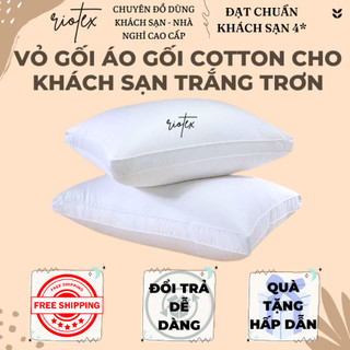 Vỏ gối nằm cao cấp trắng trơn Riotex mềm mịn - KT: 40x60cm/50x70cm/35x100cm