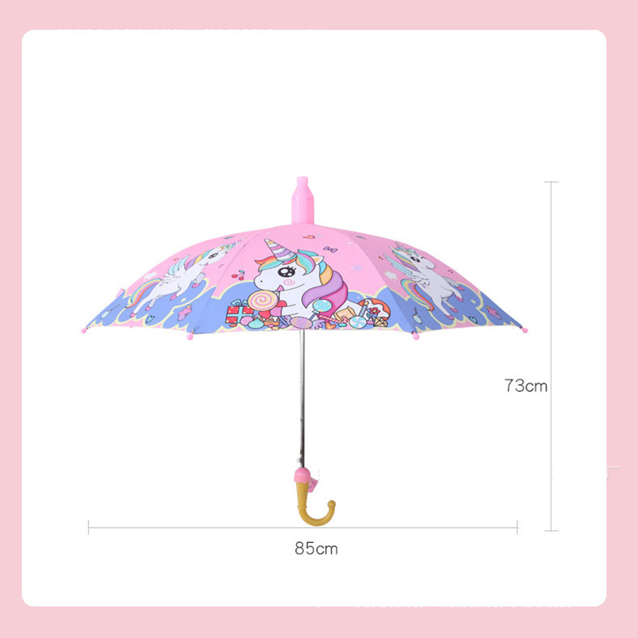 Ô Dù Đi Nắng Che Mưa Pony, Unicorn Màu Hồng Cho Bé Gái Tặng Kèm Còi - Ô Dù Trẻ Em Cao Cấp Cán Dài