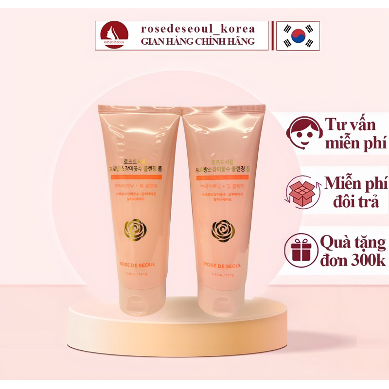 Sữa Rửa Mặt Rose De Seoul dưỡng trắng da hạn dùng 2026