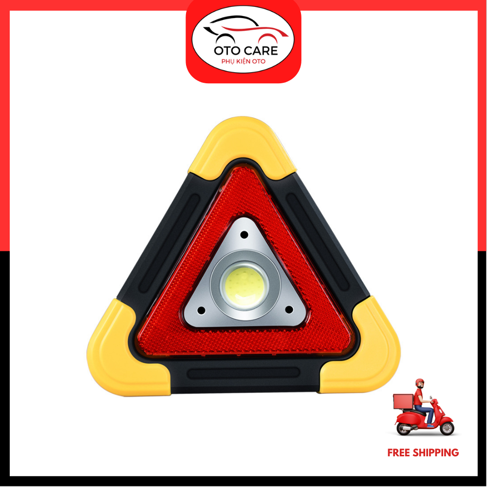 Đèn LED Cảnh Báo Nguy Hiểm, Biển Cánh Báo Đa Năng Hình Tam Giác Kèm Pin Sạc Dự Phòng Cho Xế Yêu