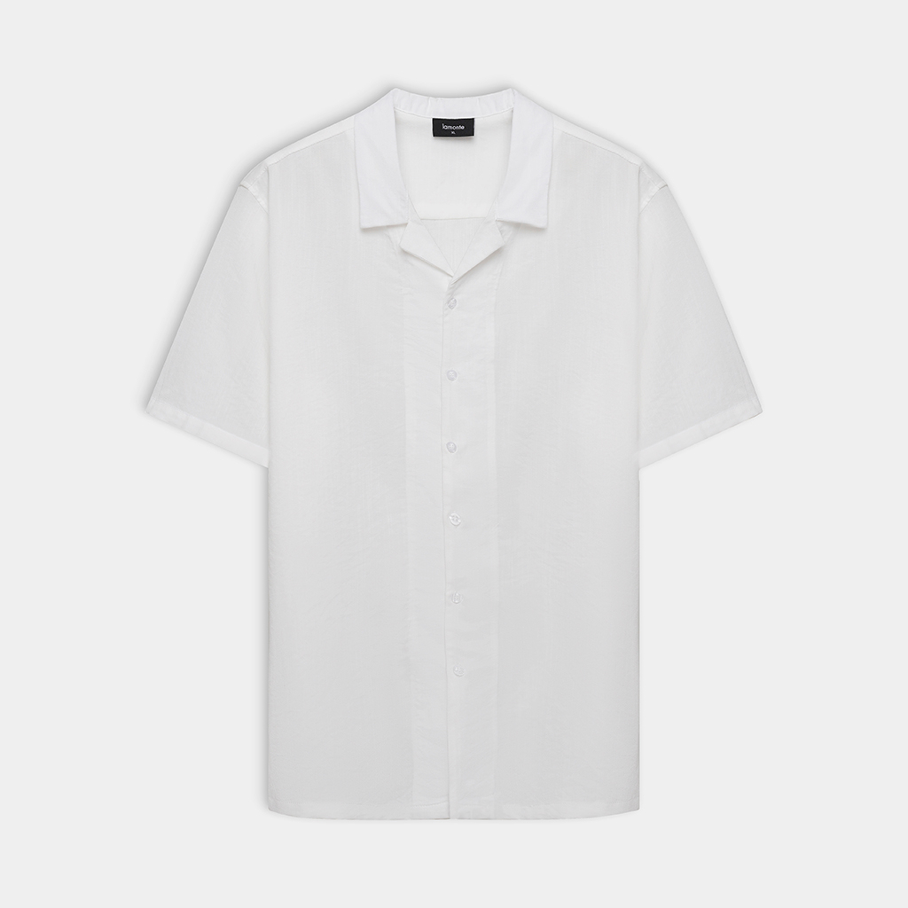 Áo sơ mi nam cổ vest LAMONTE vải đũi thoáng mát, chống nhăn, chống xù - LSS001
