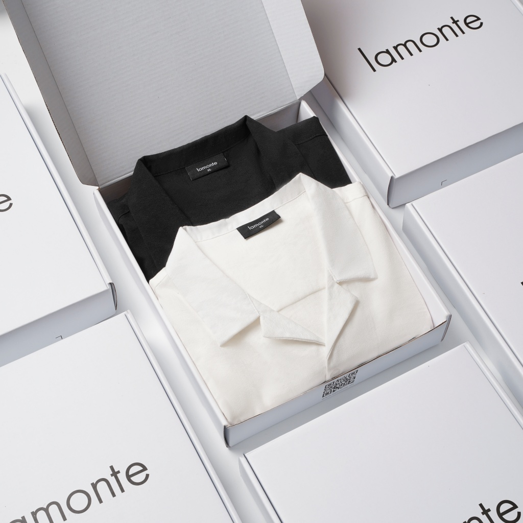 Áo sơ mi nam cổ vest LAMONTE vải đũi thoáng mát, chống nhăn, chống xù - LSS001