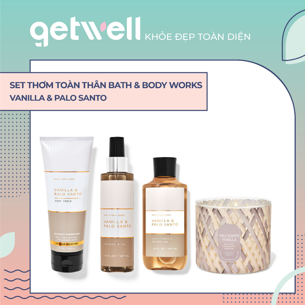 Sản Phẩm Tắm Dưỡng Xịt Thơm Toàn Nến thơm phòng Thân Bath & Body Works - Vanilla & Palo Santo