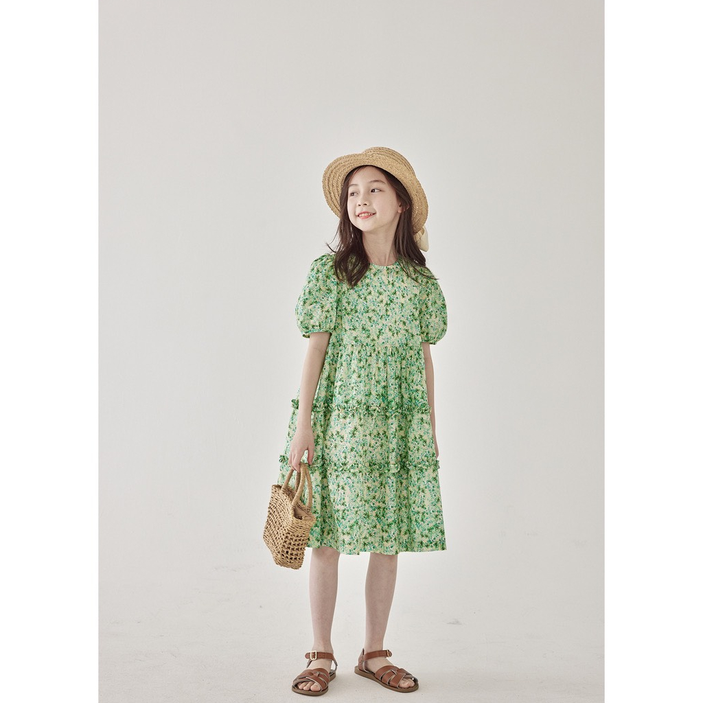 Váy đầm bé gái hoa nhí xanh 9-36 kg size nhí nhỡ đại G32